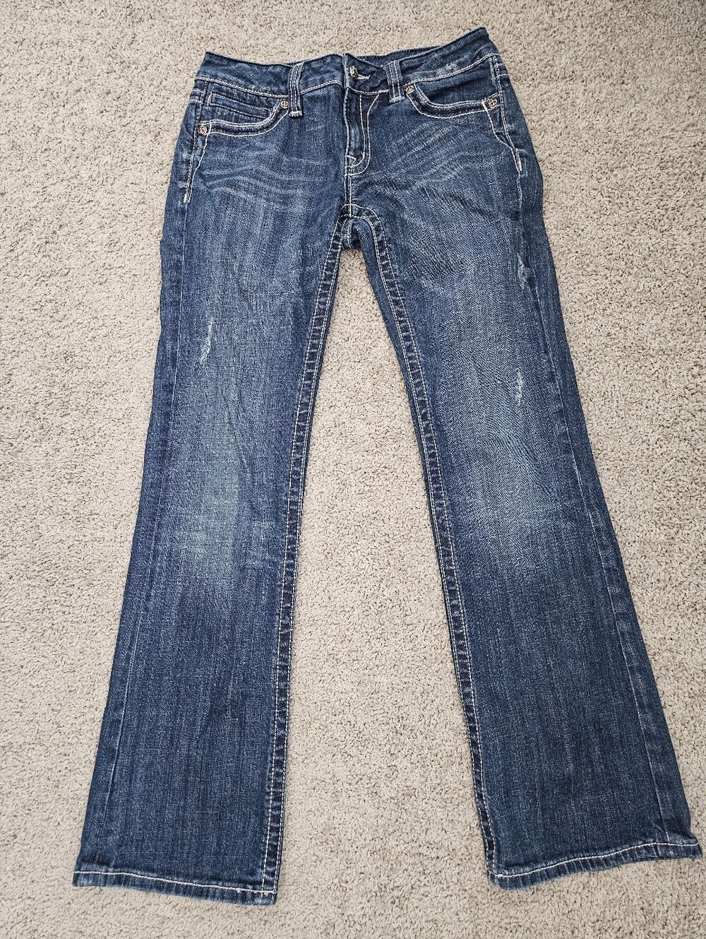 Miss Me JP5010RR Jeans Womens Low Rise Bootcut 30 Fleur De Lis Rhinestone